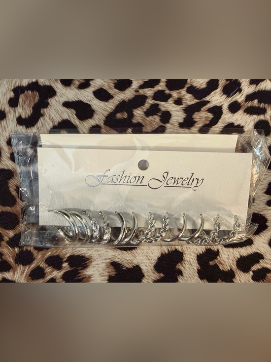 Jewelry - Set of Silver Hoop & Twisted Earrings - Fashion Jewelry- 6 pairs